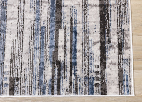 Darcy Cream Grey Blue Sparkling Striped Rug by Kalora Interiors