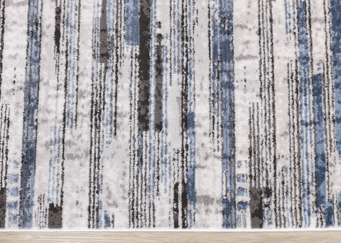 Darcy Cream Grey Blue Sparkling Striped Rug by Kalora Interiors