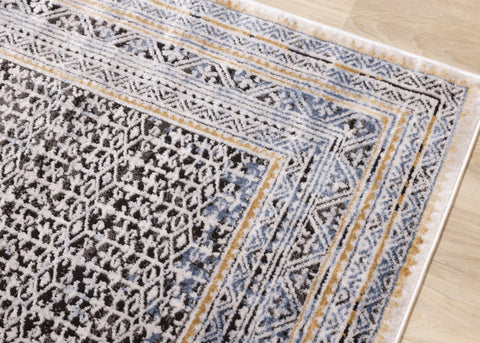 Darcy Blue Grey Brown Iridescent Traditional Plush Rug by Kalora Interiors
