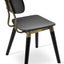 ESEDRA DINING CHAIR PLYWOOD OAK BLACK VENEER SEAT SOLID ASH BLACK FINISH LEGS BRONZE GOLD FRAME 1
