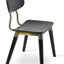 ESEDRA DINING CHAIR PLYWOOD OAK BLACK VENEER SEAT SOLID ASH BLACK FINISH LEGS BRONZE GOLD FRAME 2