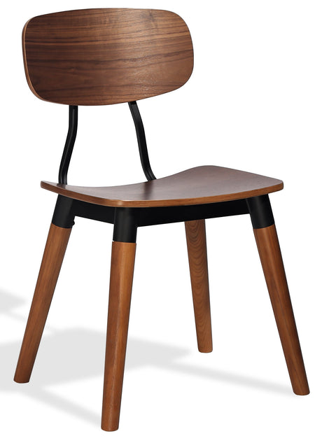 ESEDRA DINING CHAIR PLYWOOD WALNUT VENEER SEAT SOLID ASH WALNUT FINISH LEGS MATT BLACK FRAME 2