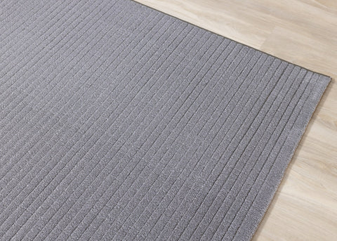 Ella Grey Carved Stripe Plush Rug by Kalora Interiors