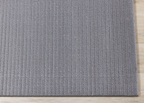 Ella Grey Carved Stripe Plush Rug by Kalora Interiors