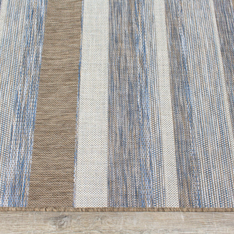 Euclid 5146_2T39 Grey Brown Banded Indoor Outdoor Area Rug by Novelle Home