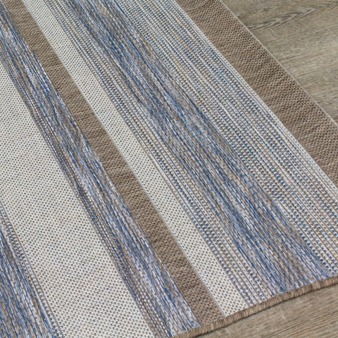 Euclid 5146_2T39 Grey Brown Banded Indoor Outdoor Area Rug by Novelle Home