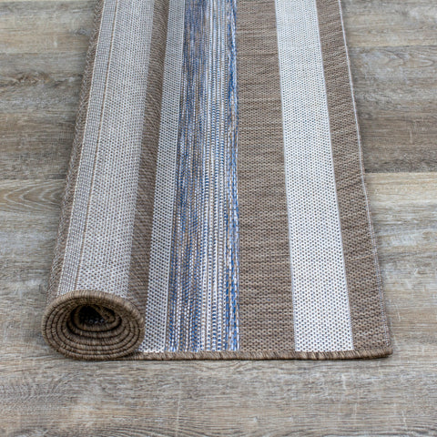 Euclid 5146_2T39 Grey Brown Banded Indoor Outdoor Area Rug by Novelle Home