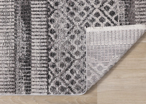 Evora Grey Banded Patterns Rug by Kalora Interiors
