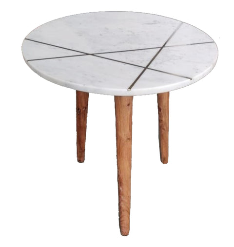 Function Round Side Table | White Marble | by LH Imports