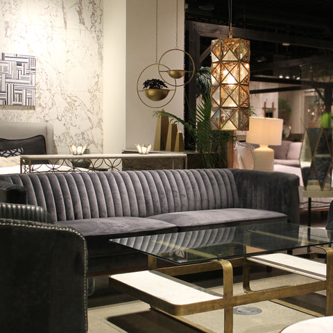 Sage Sofa Stone Grey Velvet by LH Imports