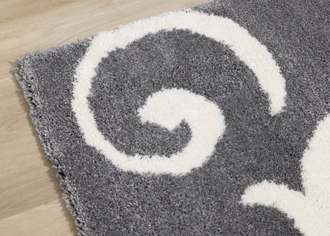 Fergus Grey White Swirls Bulky Shag by Kalora Interiors