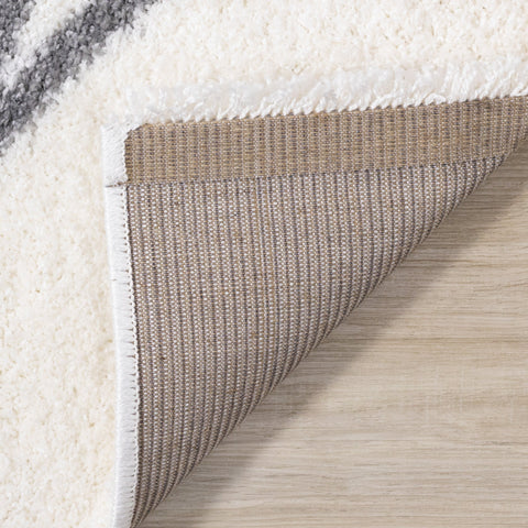 Fergus White Grey Lines Crossing Shag Rug by Kalora Interiors