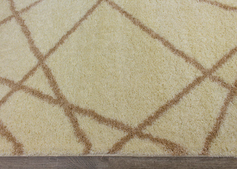 Fergus 12550_101 Cream Beige Lines Crossing Shag Rug By Kalora Interiors