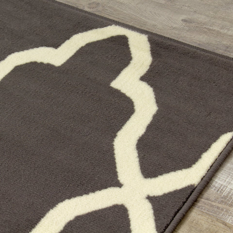 Fiona 3603_1911 Grey Cream Ogee Pattern Area Rug by Novelle Home