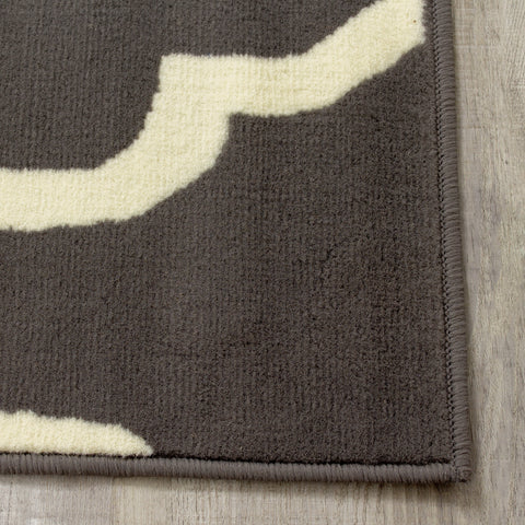 Fiona 3603_1911 Grey Cream Ogee Pattern Area Rug by Novelle Home