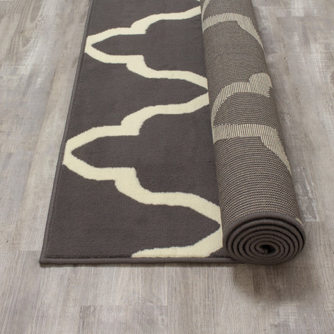 Fiona 3603_1911 Grey Cream Ogee Pattern Area Rug by Novelle Home