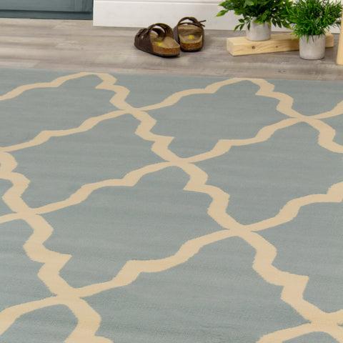 Fiona 3603_5855 Blue Cream Ogee Pattern Area Rug by Novelle Home