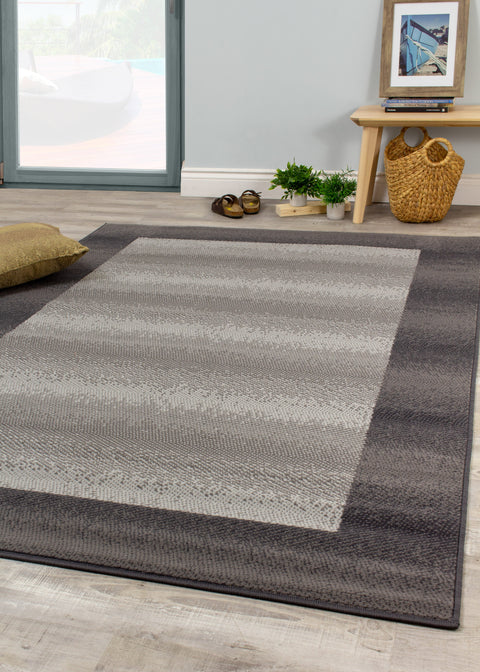 Fiona 3612_9922 Grey Dark Border Rug by Novelle Home