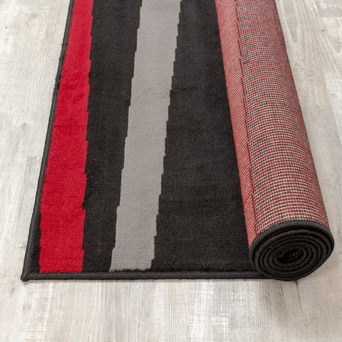 Fiona 3637_1945 Black Grey Red Marble Track Area Rug by Novelle Home