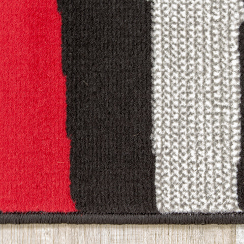 Fiona 3637_1945 Black Grey Red Marble Track Area Rug by Novelle Home