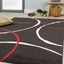 Fiona 5015_1945 Black White Red Swoop Carvings Area Rug by Novelle Home