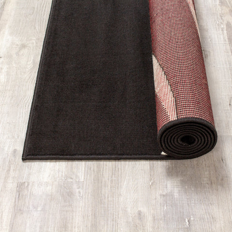 Fiona 5015_1945 Black White Red Swoop Carvings Area Rug by Novelle Home