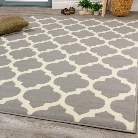 Fiona 5034_9944 Grey White Classic Ogee Area Rug by Novelle Home