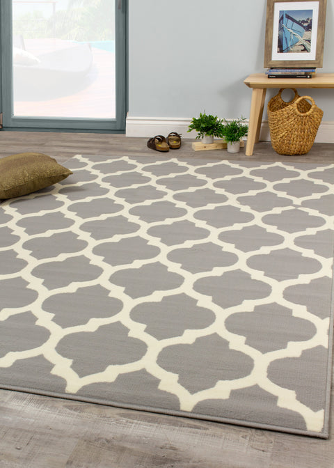 Fiona 5034_9944 Grey White Classic Ogee Area Rug by Novelle Home