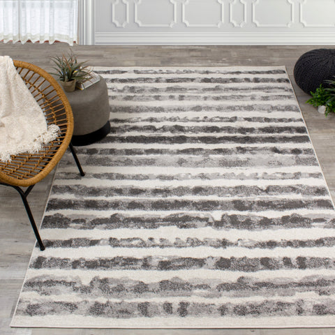 Focus 8911_9343 Grey Marker Stripes Area Rug by Kalora Interiors