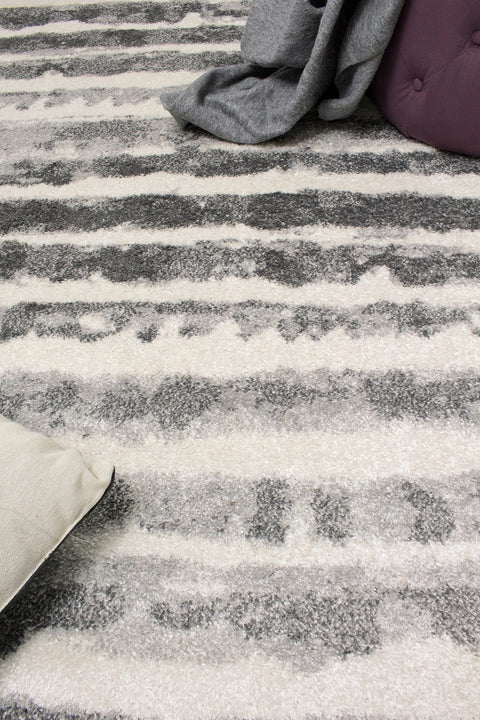 Focus Grey Marker Stripes Rug by Kalora Interiors