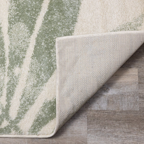 Focus Cream Green Palm Branch Rug by Kalora Interiors