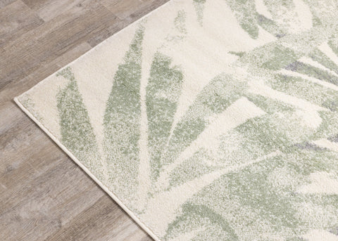 Focus Cream Green Palm Branch Rug by Kalora Interiors