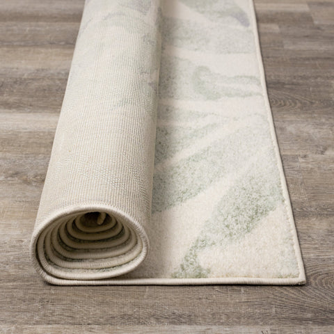 Focus Cream Green Palm Branch Rug by Kalora Interiors