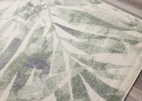 Focus Cream Green Palm Branch Rug by Kalora Interiors