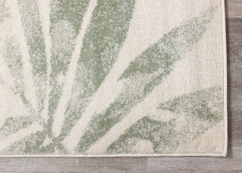 Focus Cream Green Palm Branch Rug by Kalora Interiors