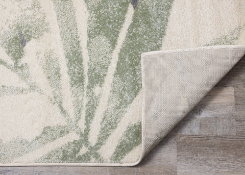 Focus Cream Green Palm Branch Rug by Kalora Interiors