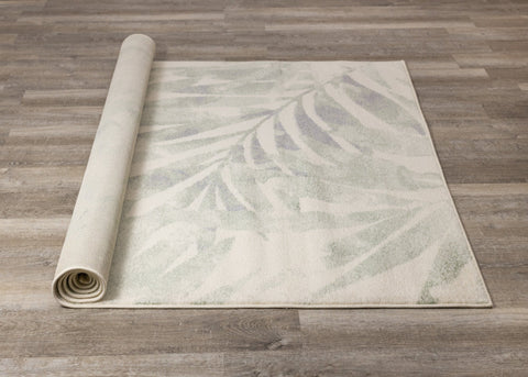 Focus Cream Green Palm Branch Rug by Kalora Interiors