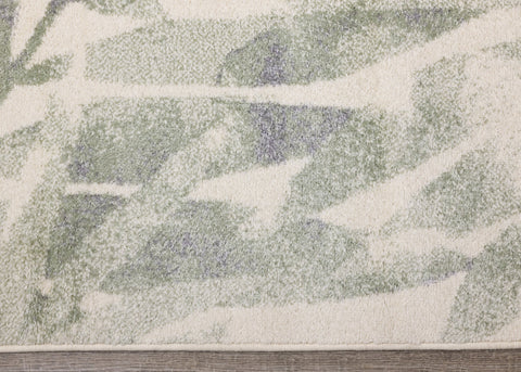 Focus Cream Green Palm Branch Rug by Kalora Interiors
