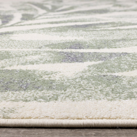 Focus Cream Green Palm Branch Rug by Kalora Interiors