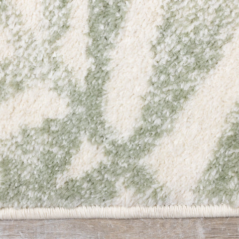 Focus Cream Green Palm Branch Rug by Kalora Interiors