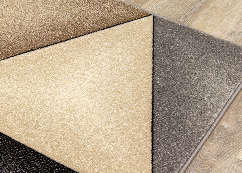 Freemont Grey Beige Brown Triangles Rug by Kalora Interiors