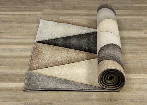 Freemont Grey Beige Brown Triangles Rug by Kalora Interiors