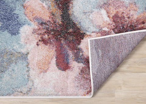 Fresco Blue Pink Yellow Cherry Blossom Rug by Kalora Interiors