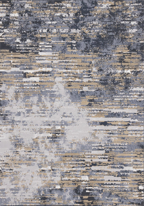 Intrigue Beige Blue Distressed Rip Rug by Kalora Interiors