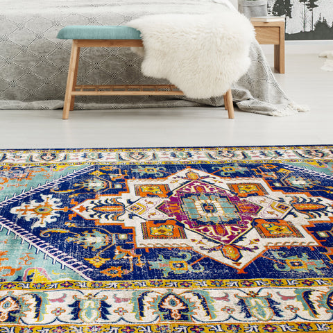 Jasper 9381_81 Grey Orange Colourful Traditional Oriental Style Area Rug by Novelle Home