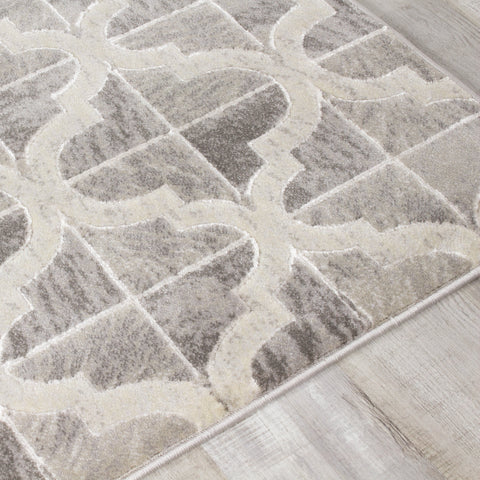 Juneau 4608_67 Grey White Ogee Pattern Area Rug by Novelle Home