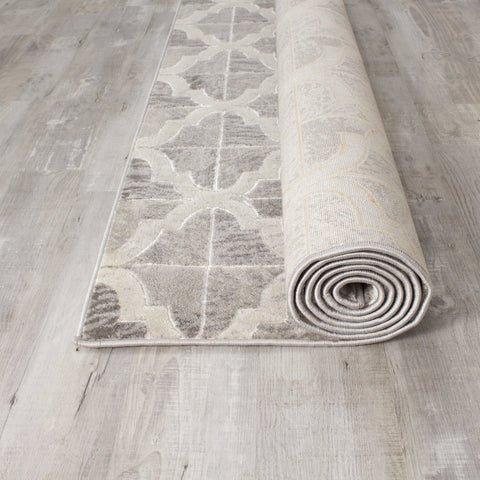 Juneau 4608_67 Grey White Ogee Pattern Area Rug by Novelle Home