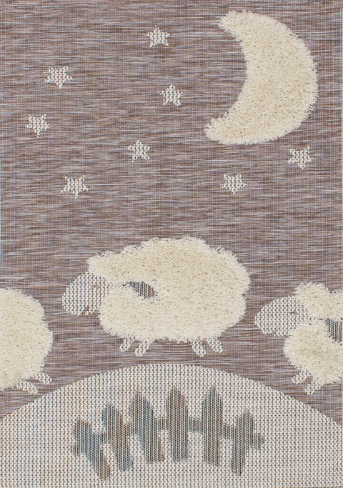 Kalora Kids 9643_T519 Cream Brown Sheep Rug By Kalora Interiors