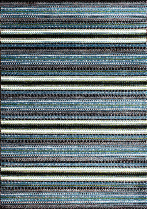 Kyla 11217_198 Grey Blue Banded Stripes Area Rug by Novelle Home