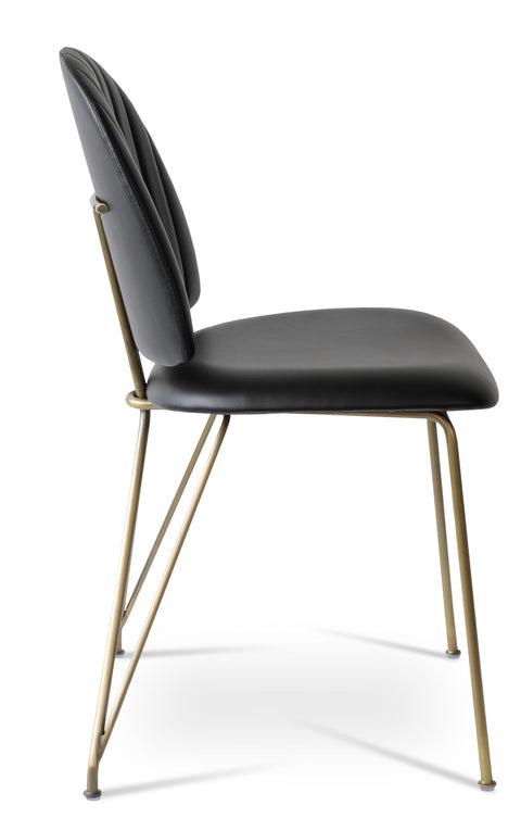 LANGHAM DINING CHAIR PPM S BLACK 502 40 SEAT BRASS GOLD FRAME 3